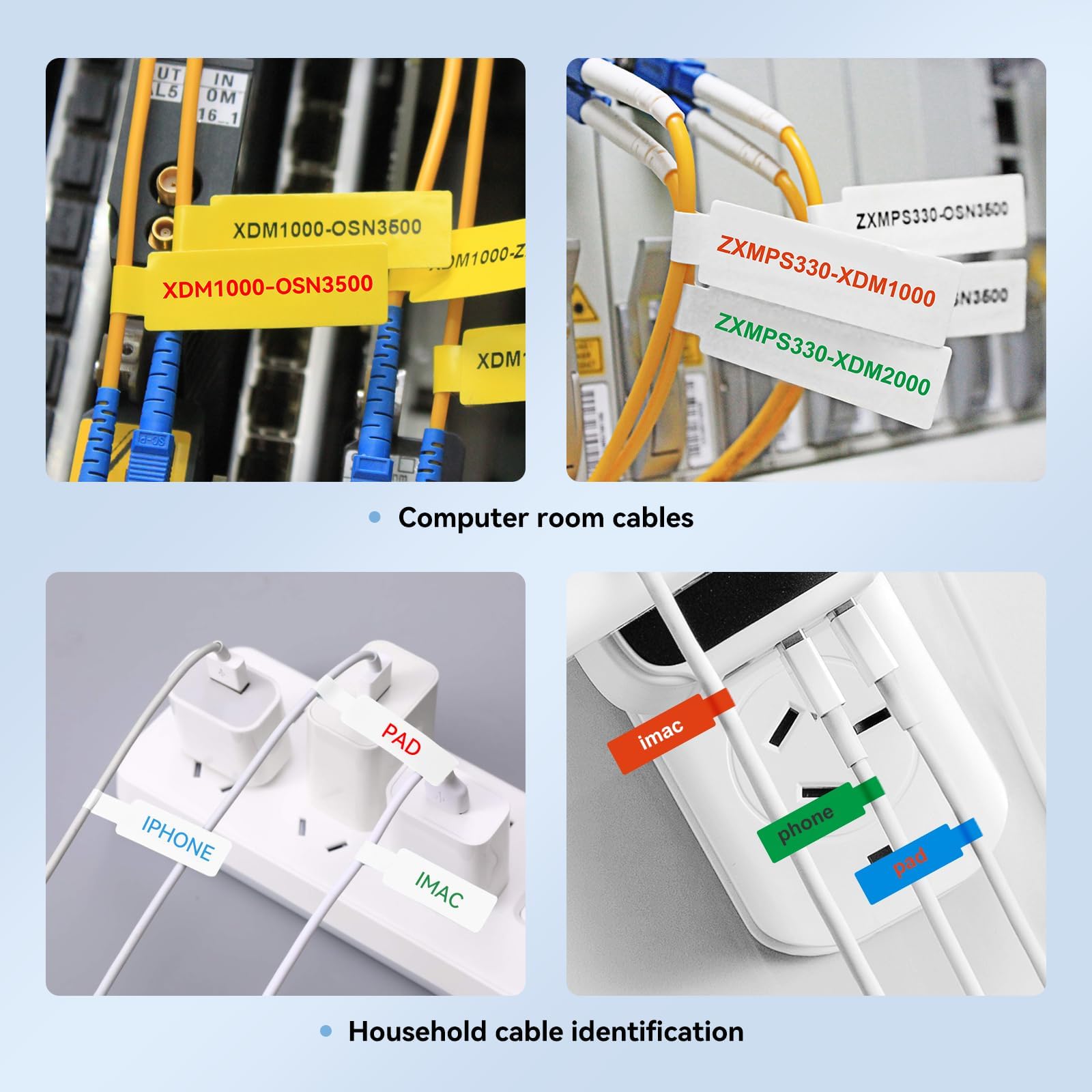 NIIMBOT Thermal Transfer Cable Labels only for B18 Label Maker, 12.5mm x 74mm+35mm 60 Labels/Roll, PET Material - Image 3