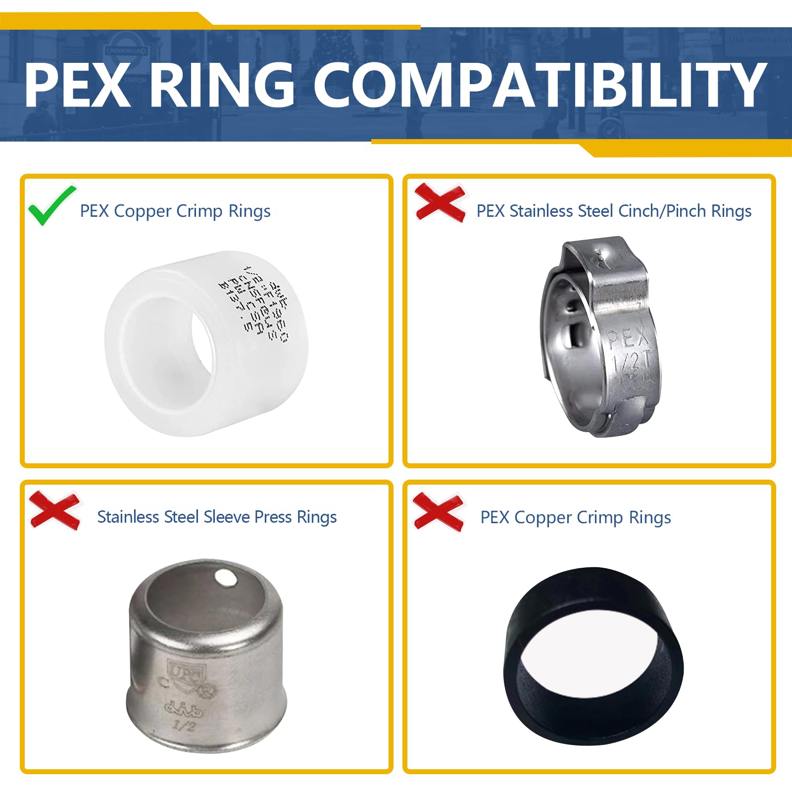 Conectores de expansión de cobre PEX A de 1 pulgada, acoplamiento de expansión PEX-A de 1" x 1" para conexión de tuberías de cobre y PEX (paquete de 10, material de latón LF) (PEX1960192-10Pack)
