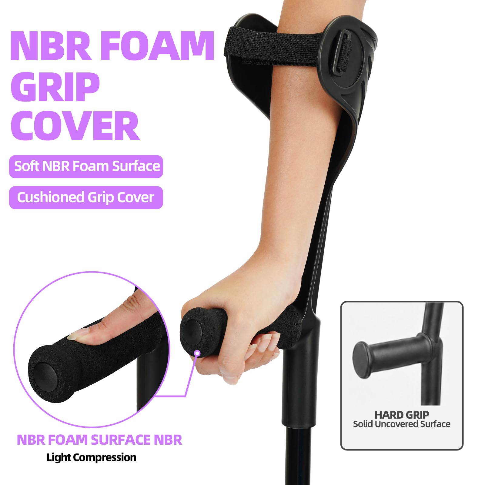 Forearm Crutches for Adults, Foldable with Ergonomic Elbow Support — Amazon image 3