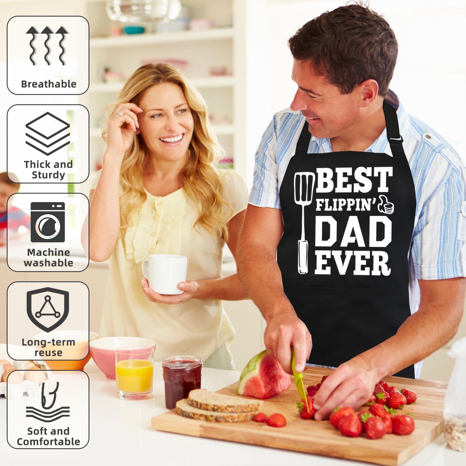 Bluegogo Delantales divertidos para hombres, delantal de chef de barbacoa, regalos divertidos para hombres, regalos de cumpleaños y Navidad para papá, papá, marido