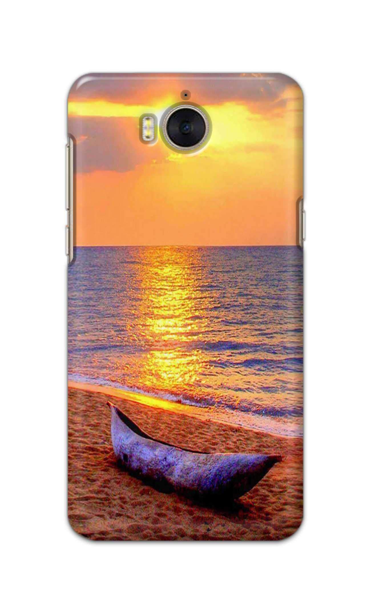 MaroraCases Boat On Beach Bay at Sunset Hard Printed Designer Case for Huawei Y6 (2017), MYA-L03/L23, L02/L22, Huawei Nova Young Back Cover MRR1061