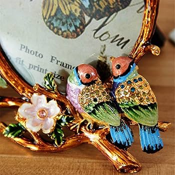 Amazon.co.jp: 額縁 額縁4x6鳥の卓上台車とガラスの前面の壁掛けフォト