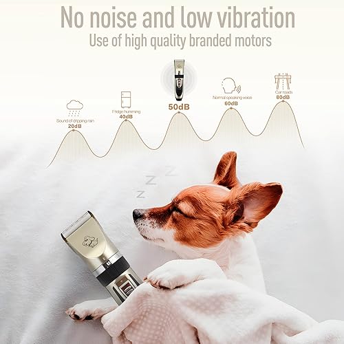 Miniatura 5 de GRANDMA SHARK Kit de aseo para perros, cortapelos para mascotas, recortadora con cuchillas, recargable, inalámbrica, eléctrica, de bajo ruido, juego