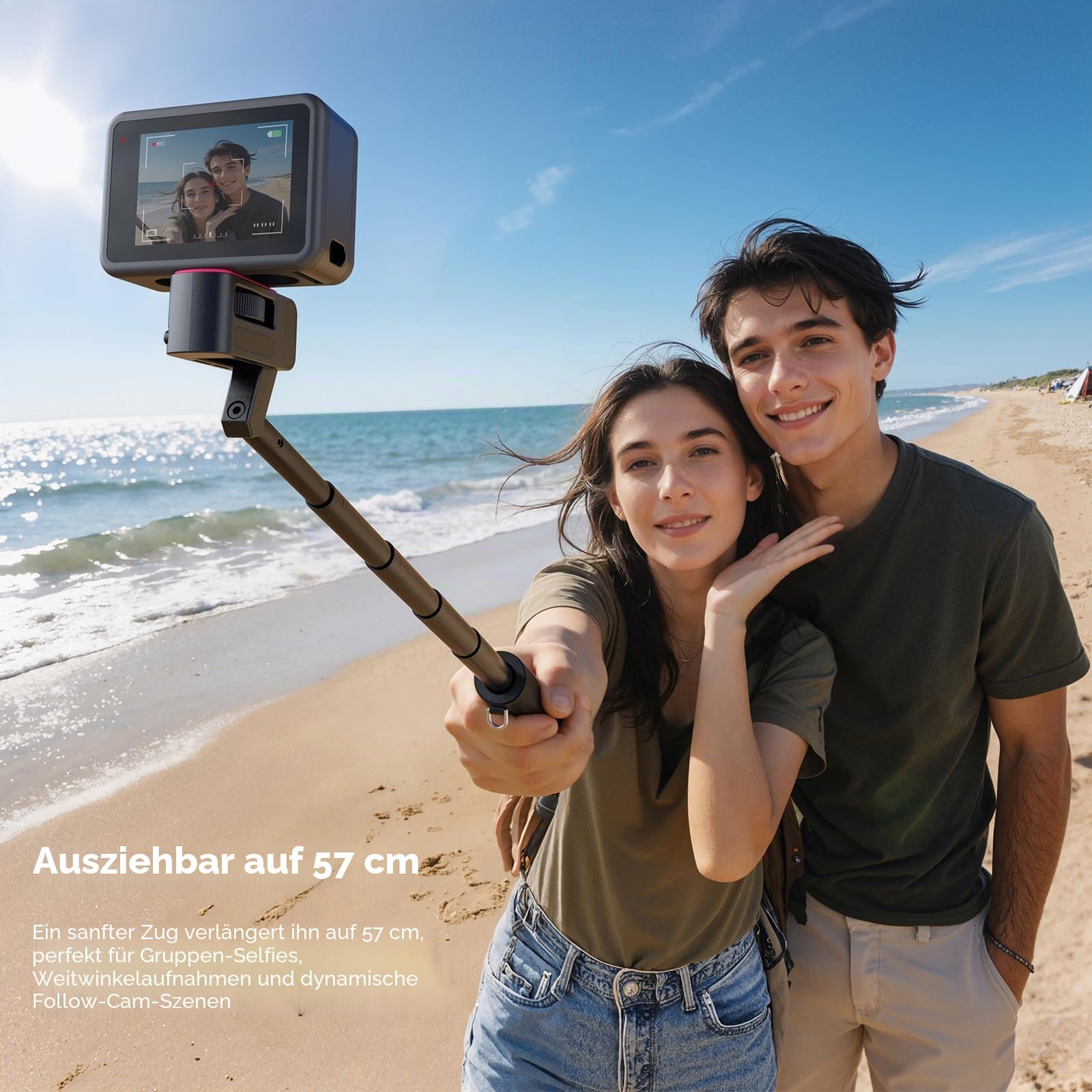 Ulanzi MT98 Selfie Stick Stativ kompatibel mit Insta360 X4/X5/X3/Ace Pro/ONE X2, Faltbarer Action Kamera stativ für DJI Osmo Pocket 3 4; 1/4" Zoll Handheld Pole Stick; 57cm Unsichtbarer Selfie-Stick