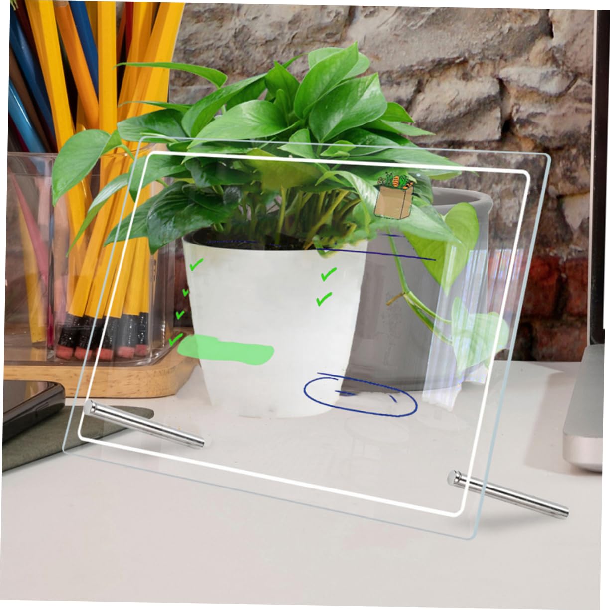 2 Stück Acryl Notiztafeln mit Glatter Polierter Oberfläche Abwischbare Tisch Schreibtafeln für Büro und Zuhause Transparente Memo Boards
