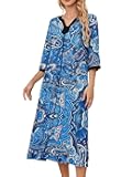 PITINAN Moo Moo Nightgown House Dress Zip up Robes for Women Long Lounge Dress House Coat Women S-3XL