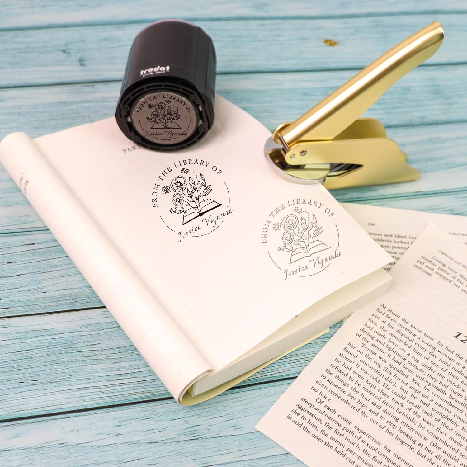 Coffee Book Embosser - Custom Library Stamp for Coffee Lovers