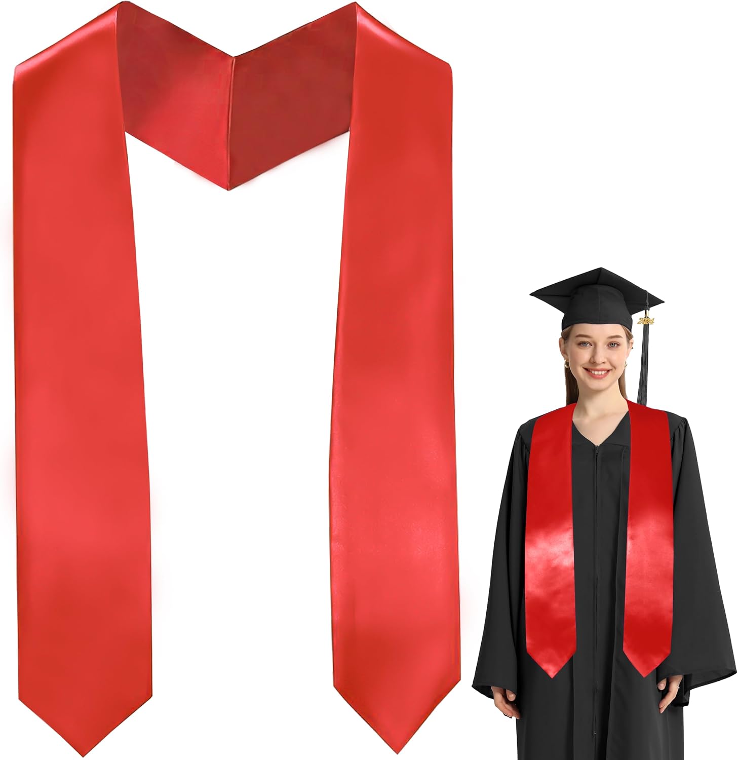 Adult Plain Graduation Stole 60" Grad Sash