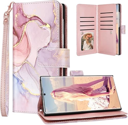 Fingic Funda para Samsung Galaxy S23 Ultra, funda para Galaxy S23 Ultra, funda para Galaxy S23 Ultra 5G, tarjetero de piel sintética desmontable con