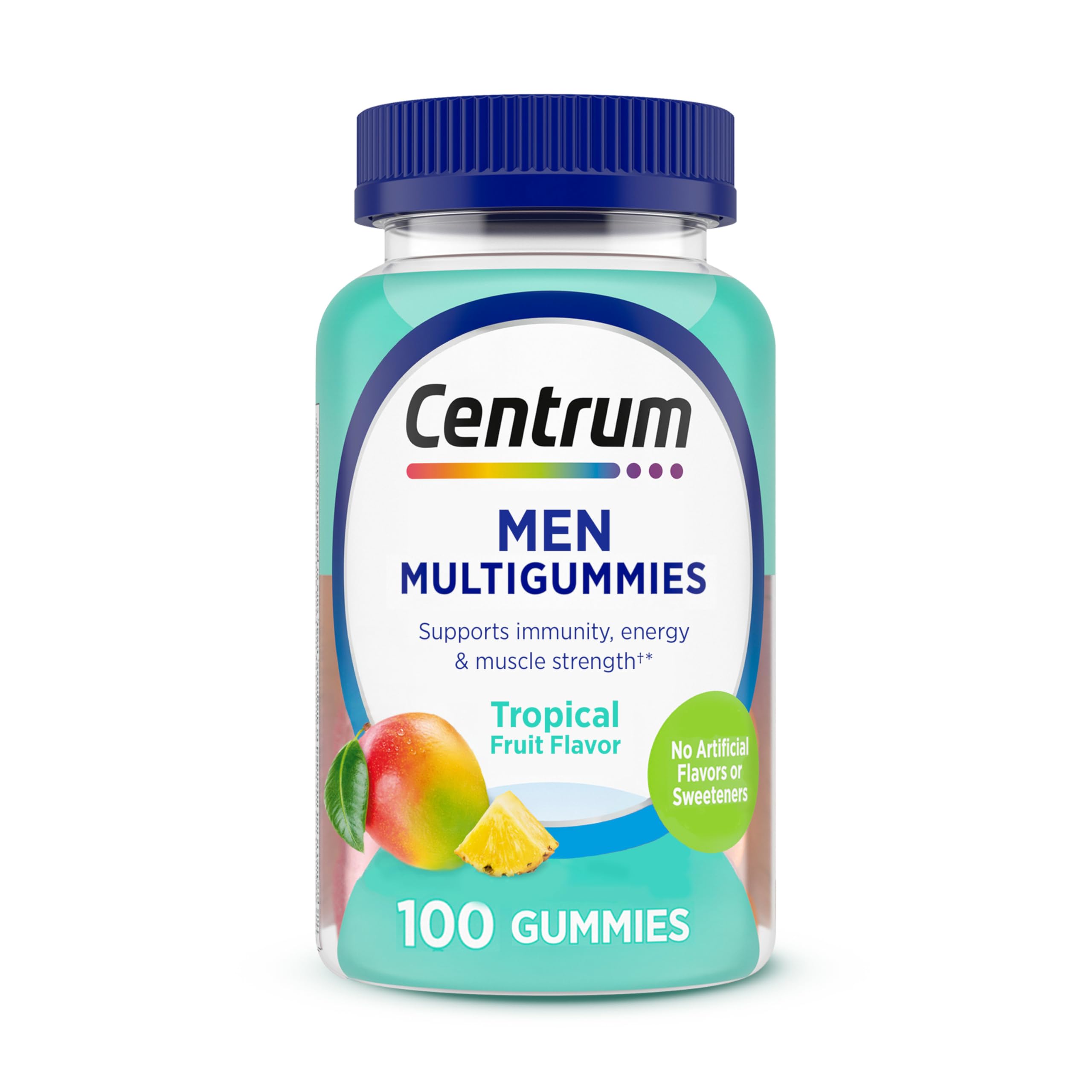 Centrum Men's Multivitamin Gummies, Tropical Fruit Flavors Made from Natural Flavors, 100 Count, 50 Day Supply