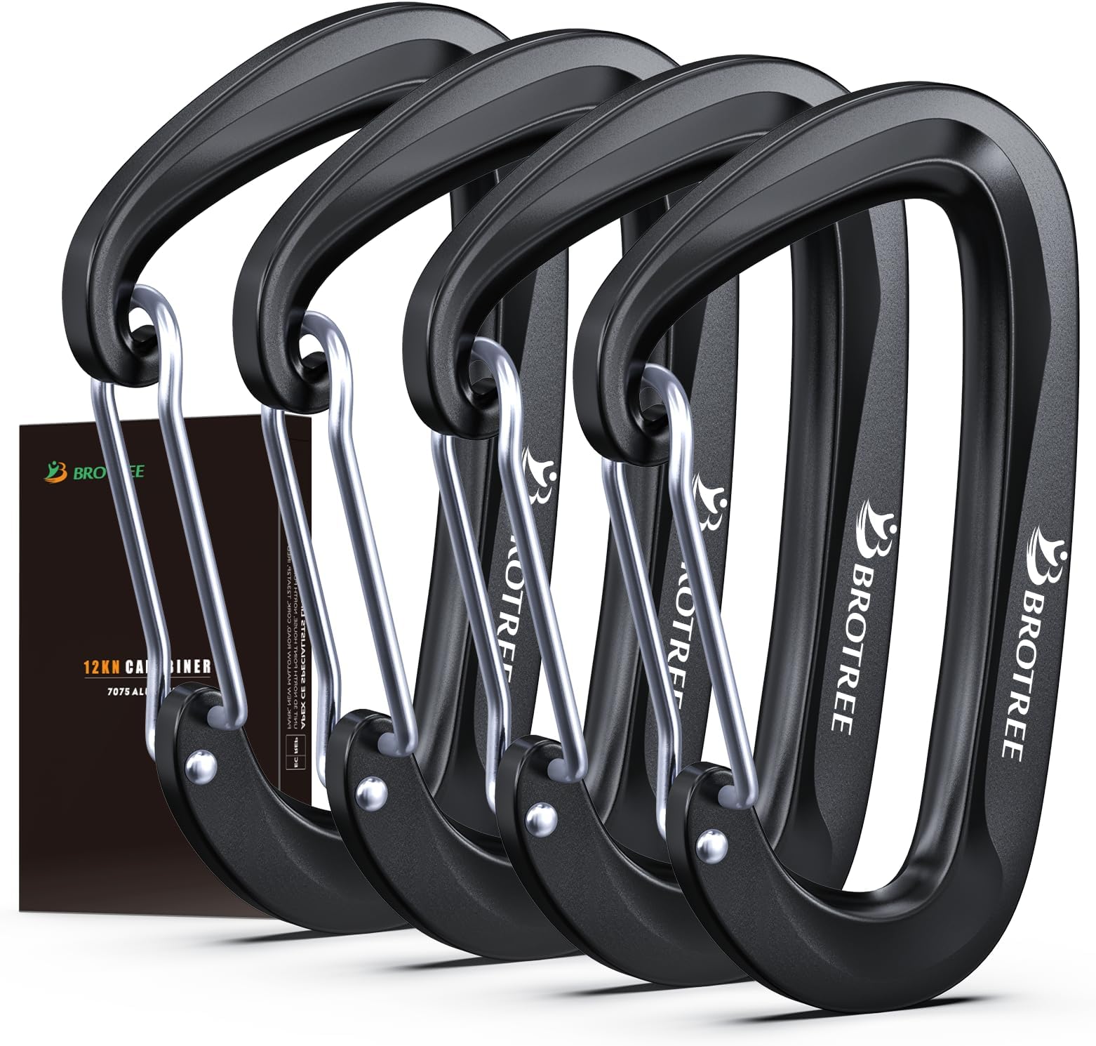 BROTREE 12KN Carabiner Clips Heavy Duty Carabiners for Hammock, Camping, Hiking, Backpack and More (2 or 4 Packs)