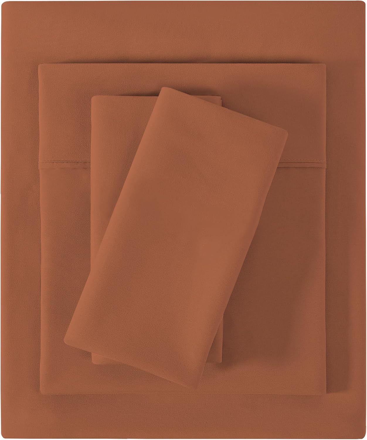 Softan Full Size Sheet Set,Cozy Microfiber Full Bed Fitted Sheet with 15" Deep Pocket & Non-Slip Straps, Double Bedding Sheets & Pillowcases, Burnt Orange