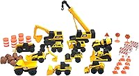 CAT Little Machines Mega Set: 41-Piece Construction Toys with XL Crane, Excavator, 10 Mini Vehicles - STEM Play for Kids 3+