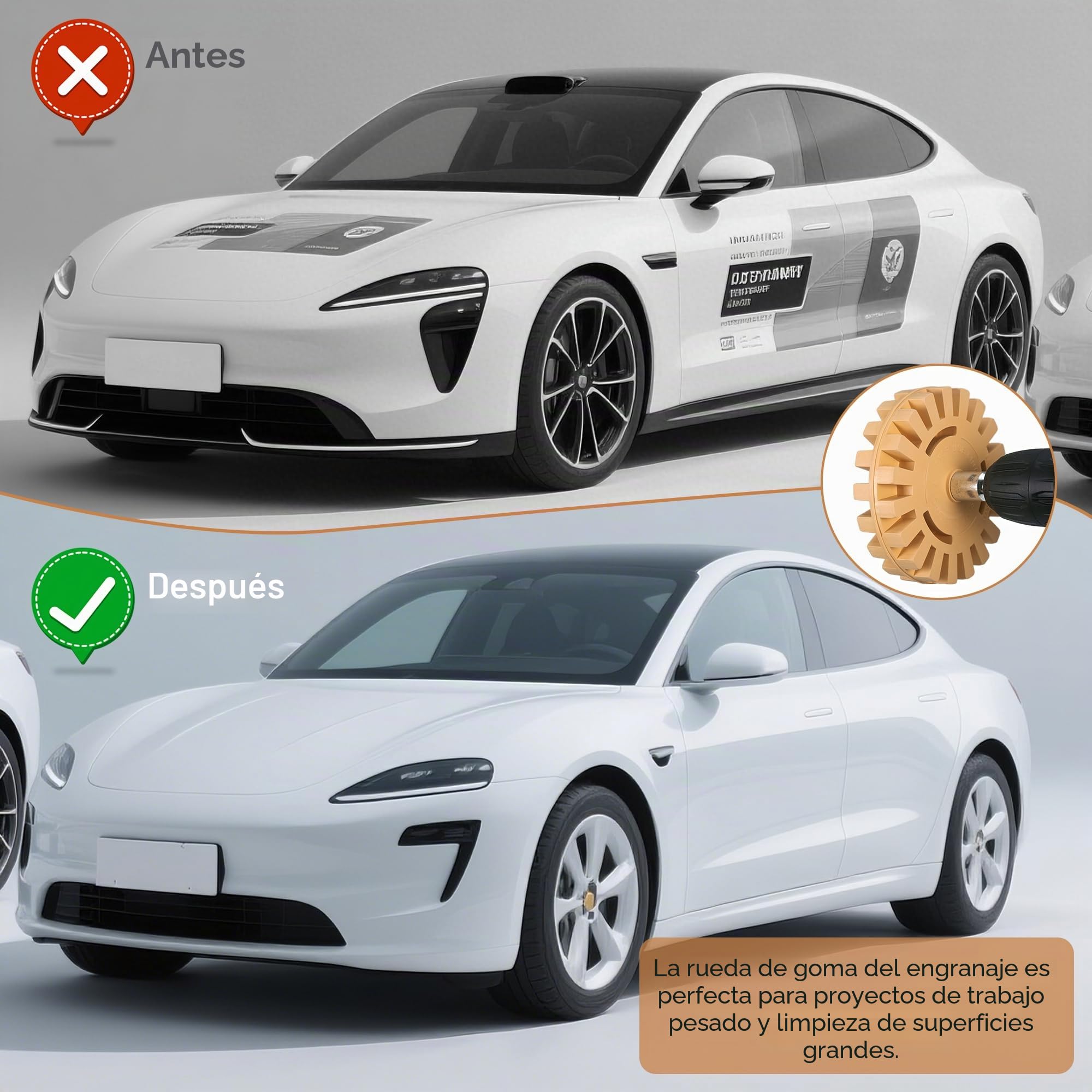 Kit de Removedor de Pegamento para Coche de 4 Pulgadas, 2 Piezas de Removedor de Calcomanías con Raspador de Plástico y Adaptadores de Taladro para Quitar Vinilo, Pegamento, Pegatina, Adhesivo