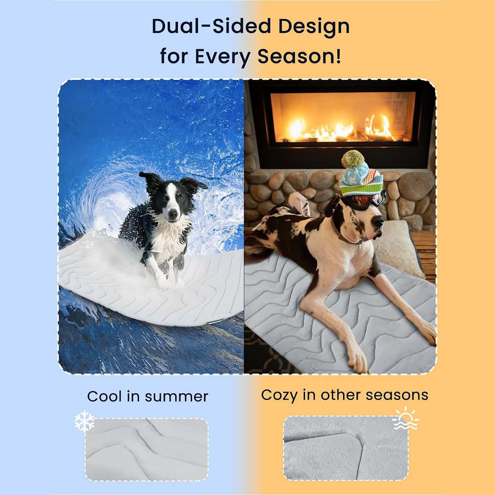 Pelsbarn - Alfombrilla de refrigeración para perros, cama fresca portátil para perros, lavable, seda de hielo para perro, cama fresca portátil para verano, ideal para uso en interiores y exteriores