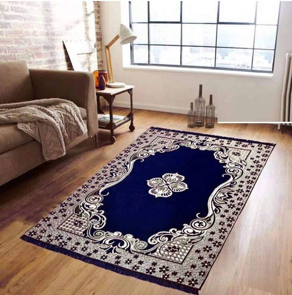 Buy Elitehome PNP Chenille Velvet Traditional Kashmiri 5 Feet x 7 Feet Carpets Water Repellent