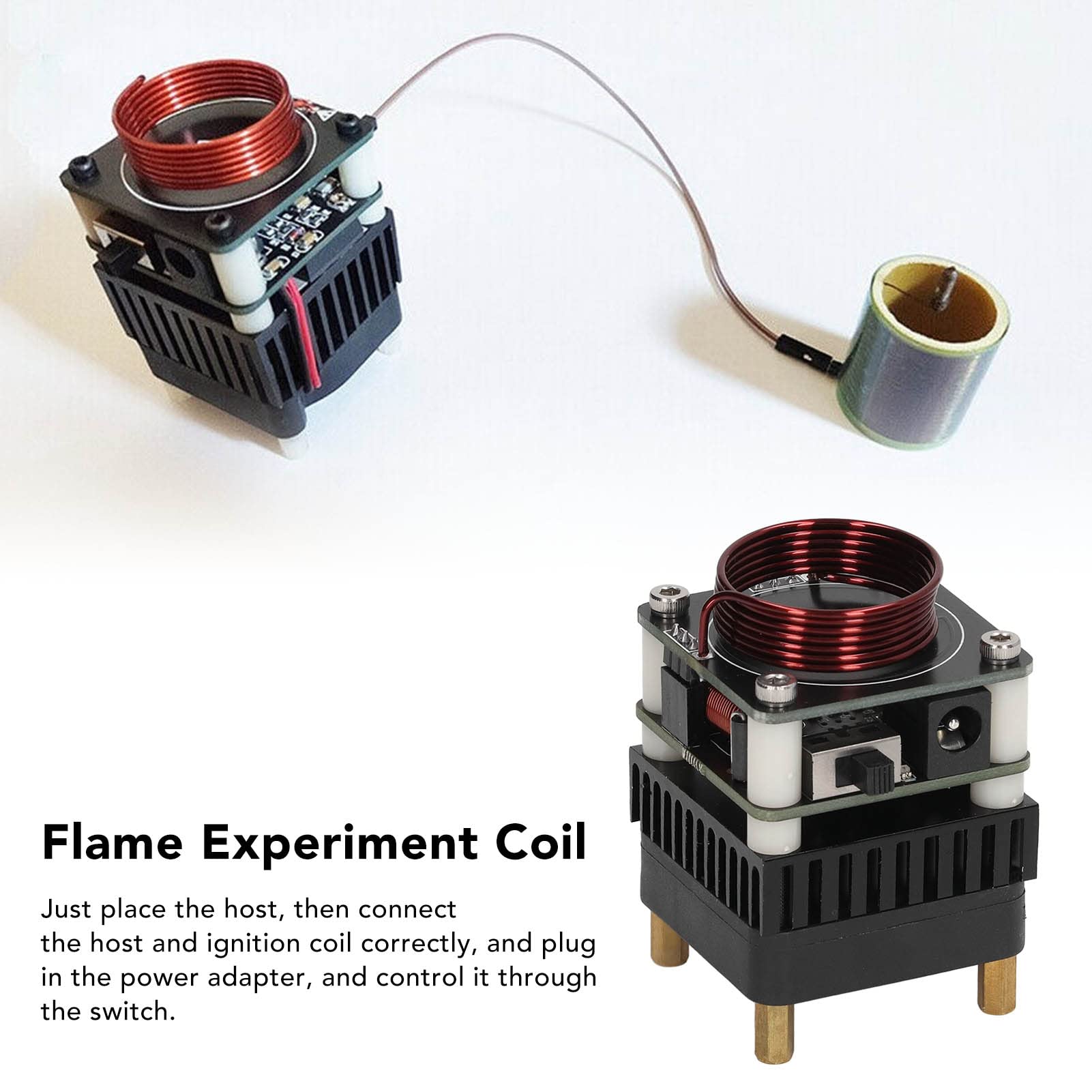 Cryfokt Kit de Bobina de de Alta Frecuencia, 15 MHz 48 V CC, Juego de Bobina Experimental con Ventilador de Refrigeración, BobinaDe Encendido Durader (Enchufe Europeo AC100-240V)