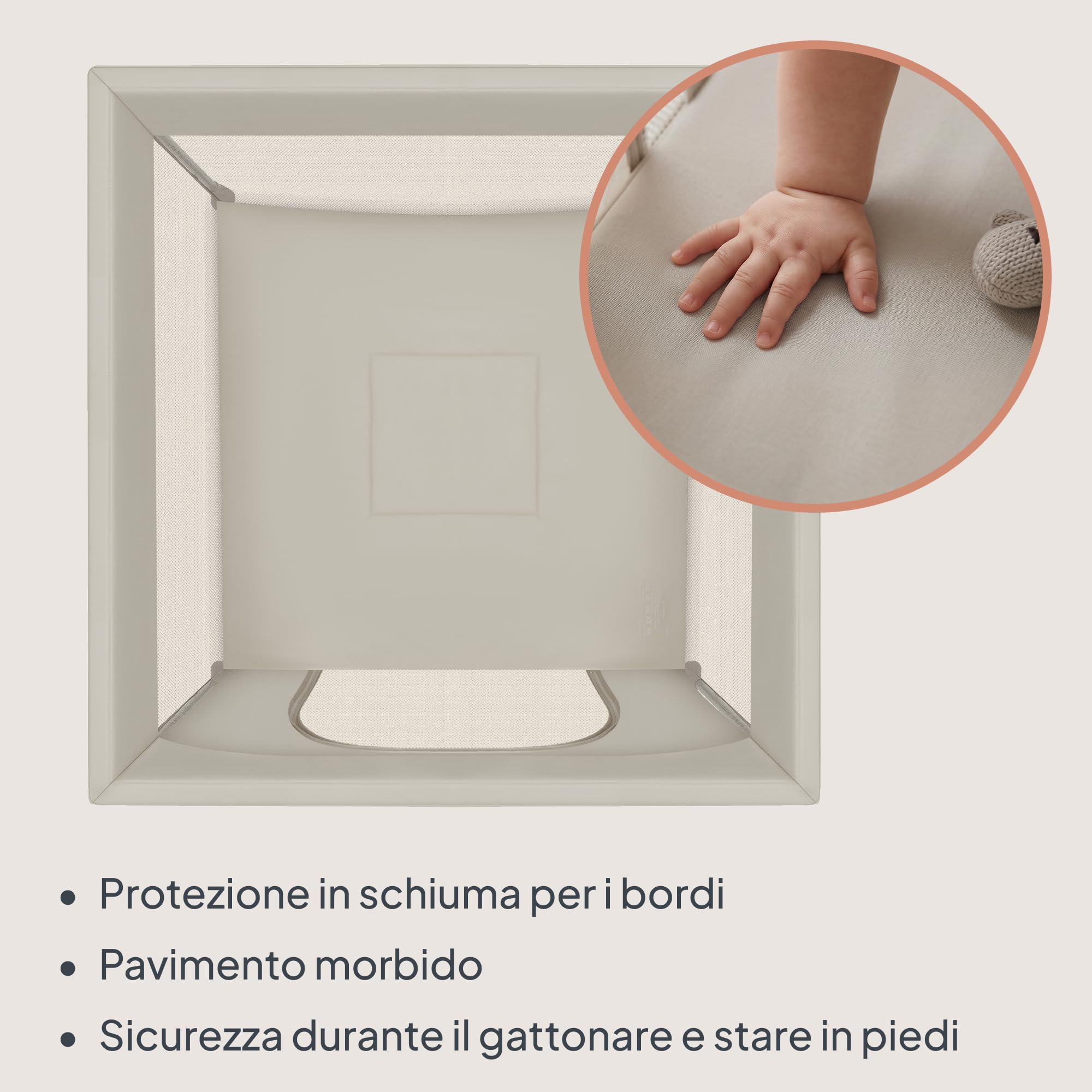 Lionelo PACO Box Bambini 0-48 mesi, Pieghevole, Compatto 111 x 111 cm | Per Piccoli Spazi, Lati in Rete Traspirante, Ingresso Laterale con Zip, Borsa Trasporto, Casa Giardino, fino 15 kg