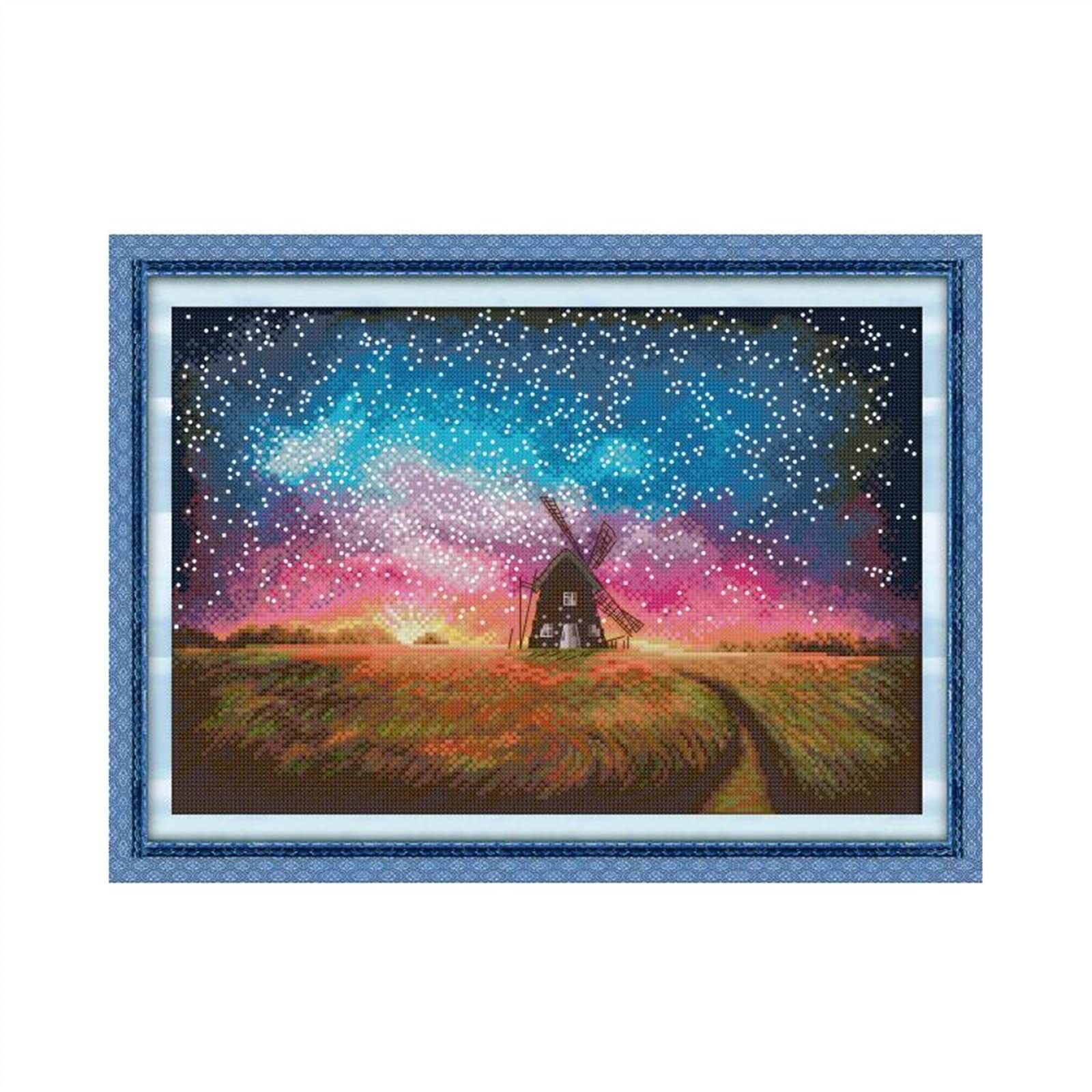 Kit Point de Croix Coucher de Soleil Idée Cadeau Broderie Main