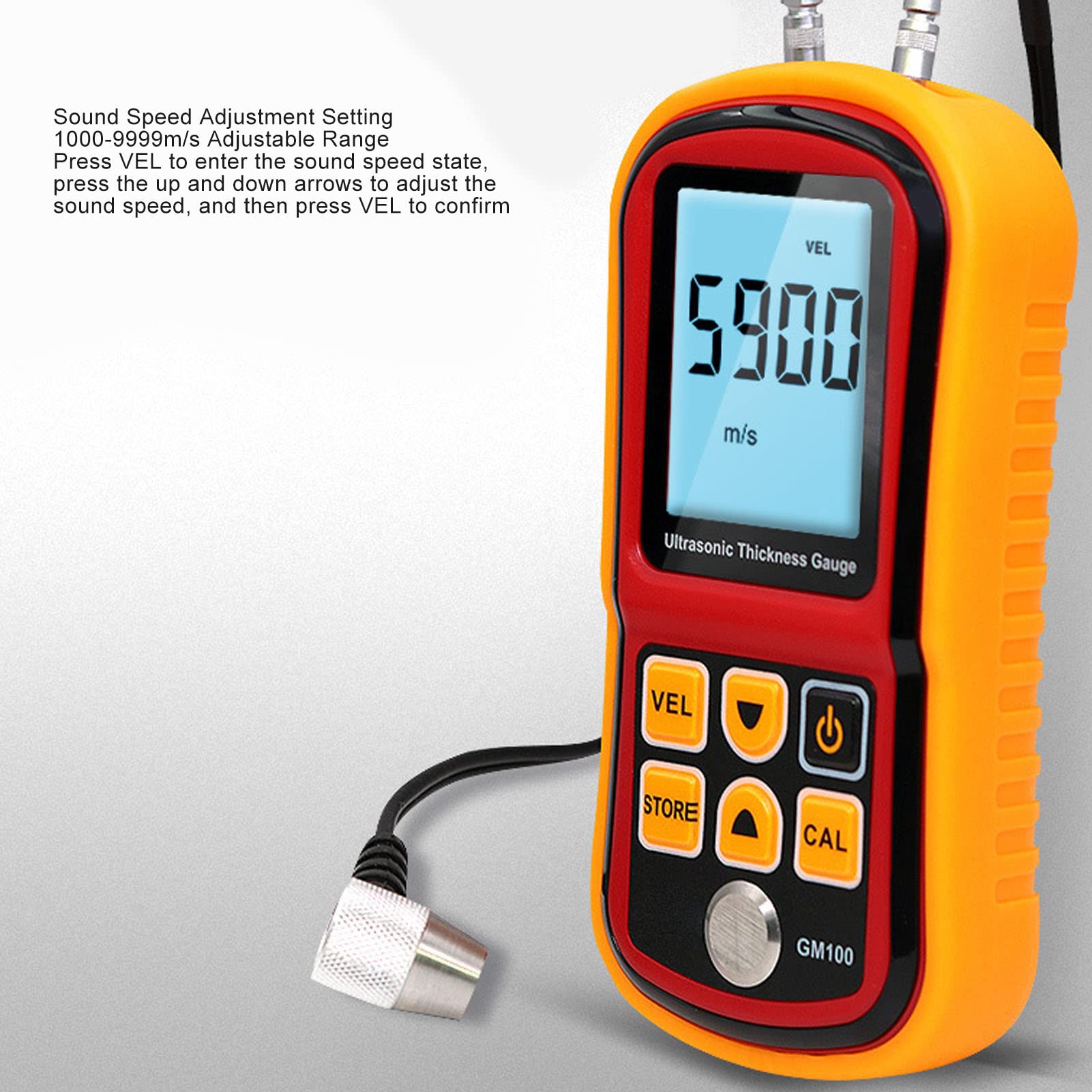 Medidor de espesor ultrasónico Medidor de pantalla digital para medición de espesor de metal GM100