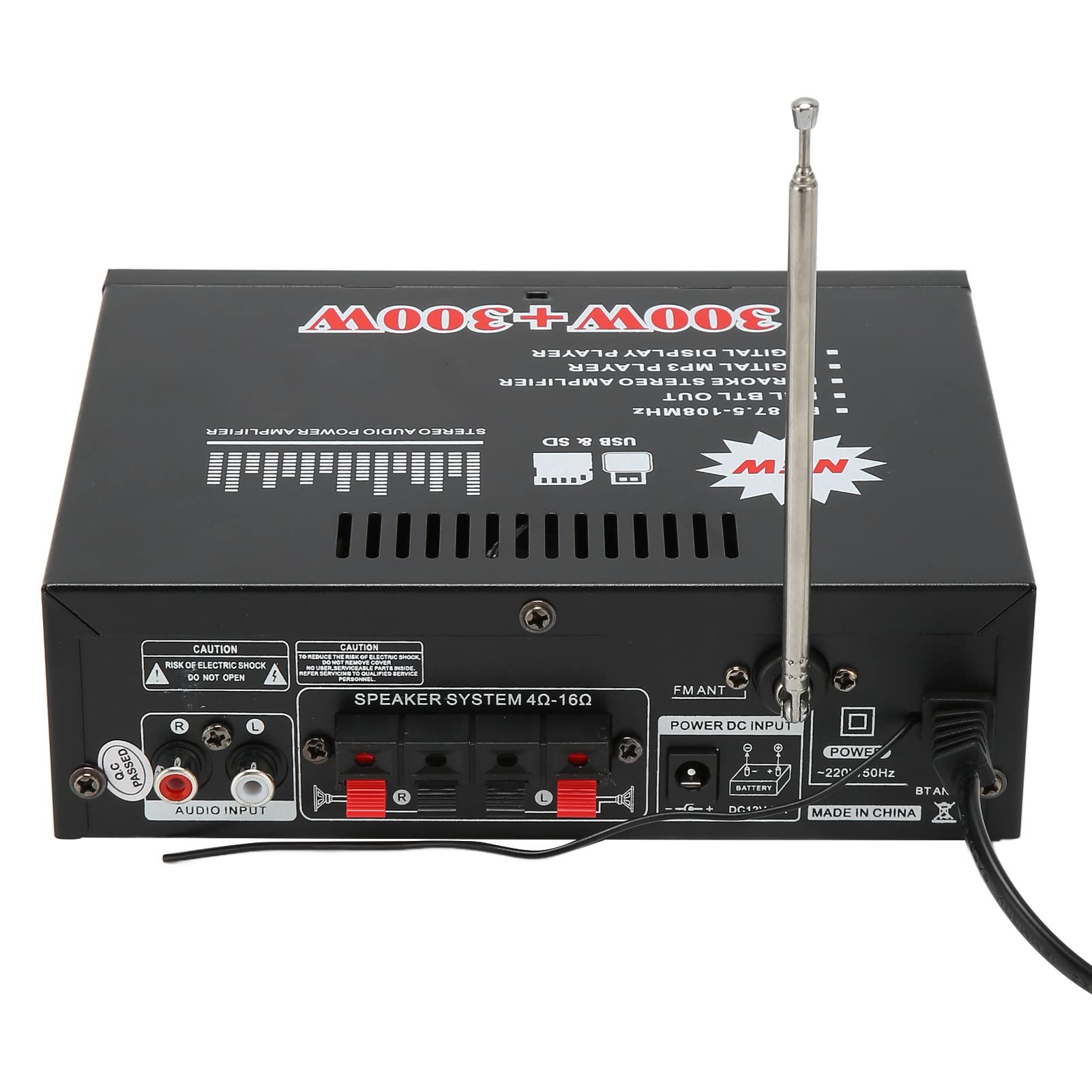 Amplituner Stereofoniczny o Mocy 80 W X 2 z funkcją, regulacją Tonów Niskich i Wysokich, Gniazdem Słuchawkowym, Pilotem i Ekranem LED (Wtyczka UE 220 V)
