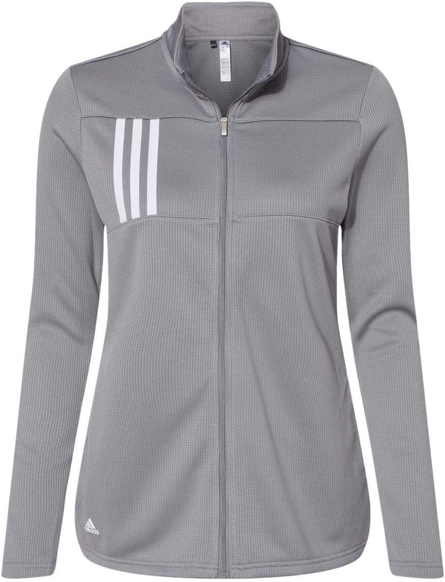 adidas - Women's 3-Stripes Double Knit Full-Zip - A483 - L - Grey Three/White