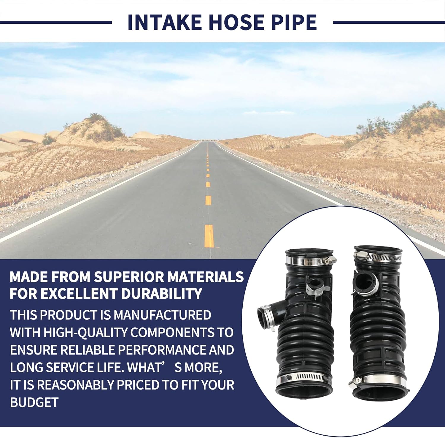 2PCS Intake Hose Pipe Compatible with Infiniti FX37 2013, QX70 2014-2017 3.7L Only Replace 16576-1CZ0A 16576-1CZ1A Left & Right Engine Intake Duct Tube