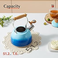 Vista 3 de ROCKURWOK - Tetera para estufa, tetera con mango ergonómico de tacto fresco, tetera de acero inoxidable de grado alimenticio, hervidor de té