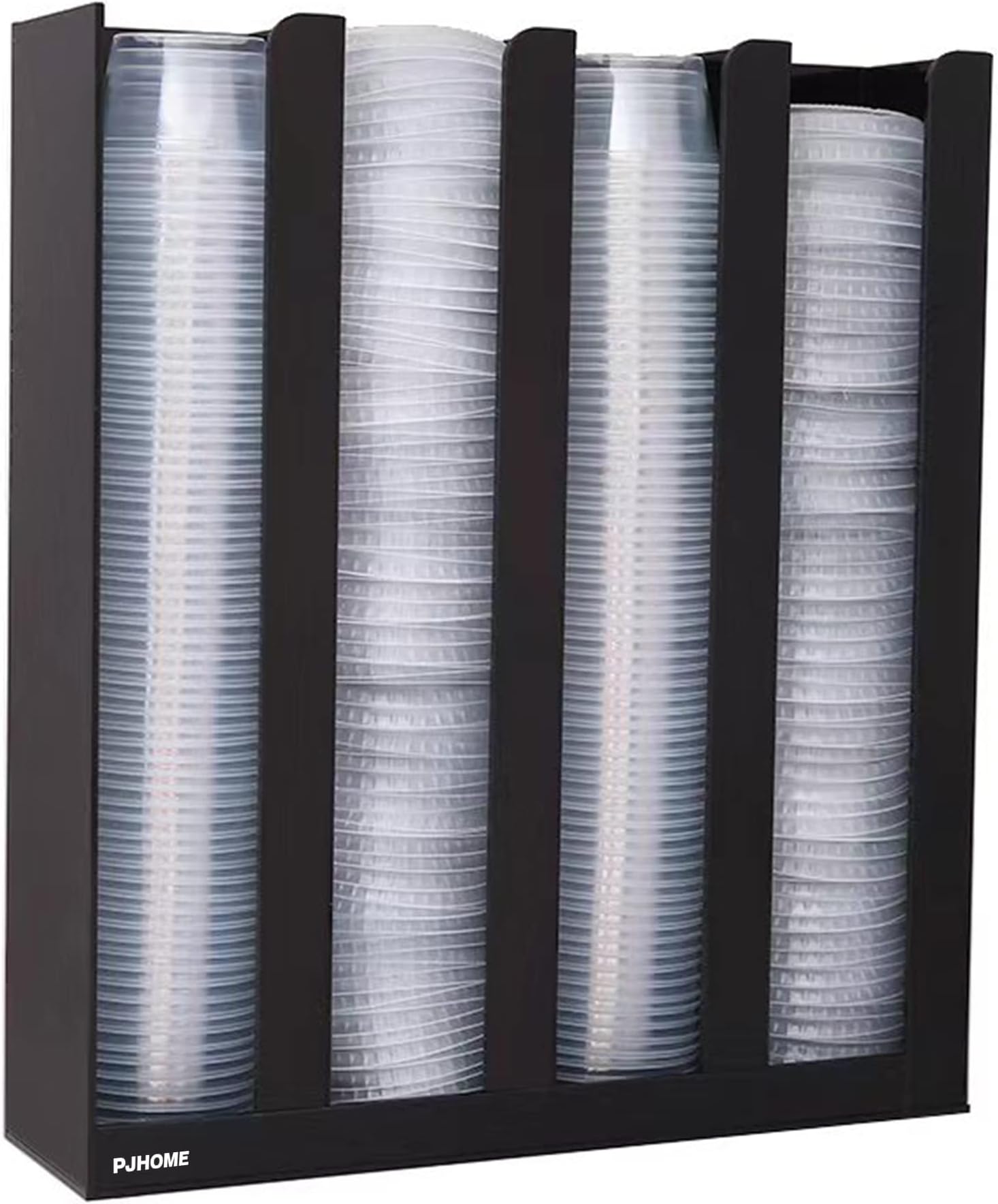 PJHOME portion cup lid organizer 4 compartments plastic holder for counter wall mount disposable cup and lid storage restaurant supplies
