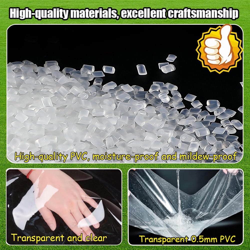 Bâche transparente avec œillets, bâche de terrasse cristalline en PVC 580g/㎡ H2m×L4,4m Rideau extérieur résistant aux intempéries imperméable couverture anti-pluie sans fermeture éclair