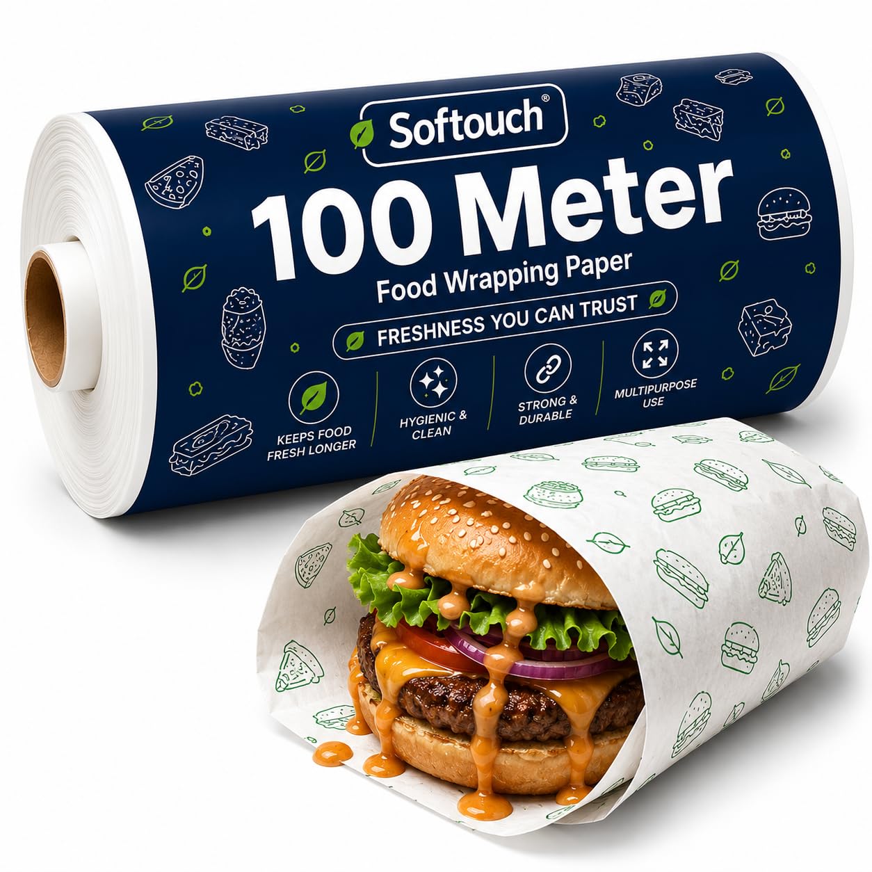 Softouch Hygie 100 Meter Food Wrapping Paper Roll | Butter Paper for Food Packing-picture-13