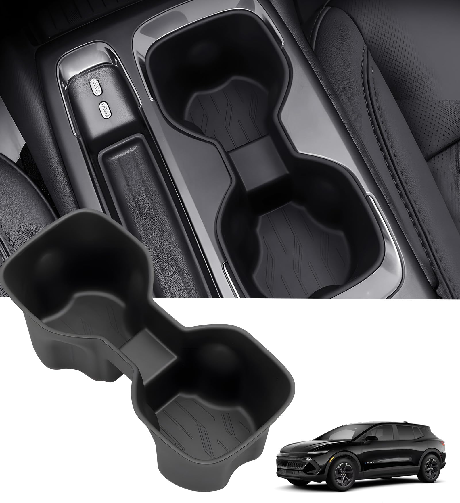 Center Console Cup Holder Inserts for Chevrolet Equinox EV 2026 2025 2024 (Not for Gas), Interior Accessories TPE Car Cup Holders Covers Protector for Chevy Equinox EV 2024-2026, Black