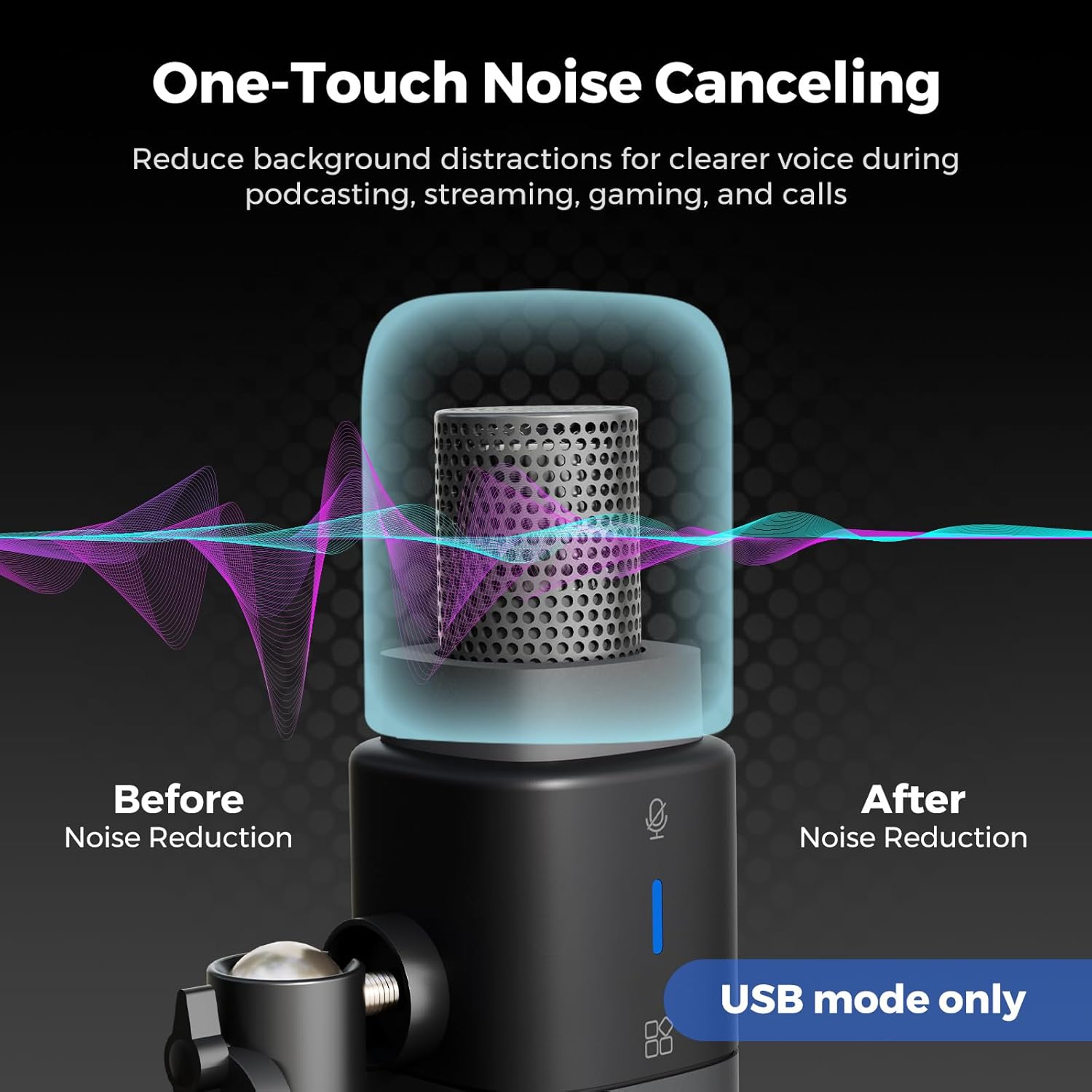 NearStream AM10X Dynamic Microphone, USB/XLR Podcast Mic with Boom Arm, Supercardioid Streaming Mic with AI Noise Cancellation, Headphone Monitoring, Mute & Gain Control for Gaming, Podcasting
