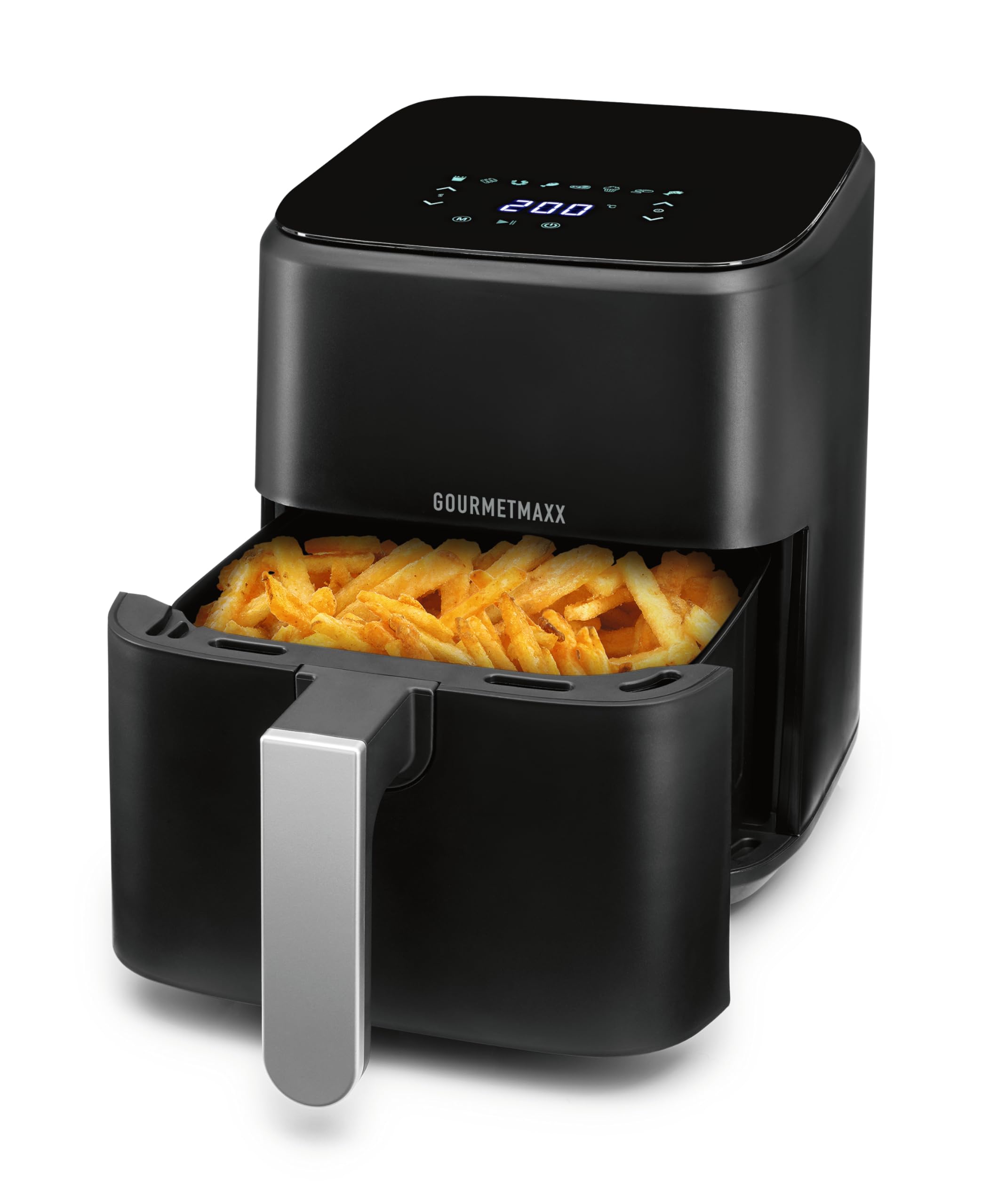 GOURMETmaxx Frytkownica na gorące powietrze 8 w 1, kompaktowa i wydajna – Airfryer do gotowania o niskiej zawartości tłuszczu, frytkownica na gorące powietrze z 80-200°C, timer 60-minutowy i dotykowy