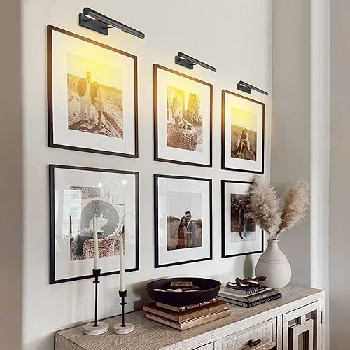 Miniatura 6 de Luz de Imagen Negra, Luces de Imagen de 18 Pulgadas Cableadas, Luces de Imagen Rotativas para Pared, Luces de Marco de Imagen para Cuadros, Luz de