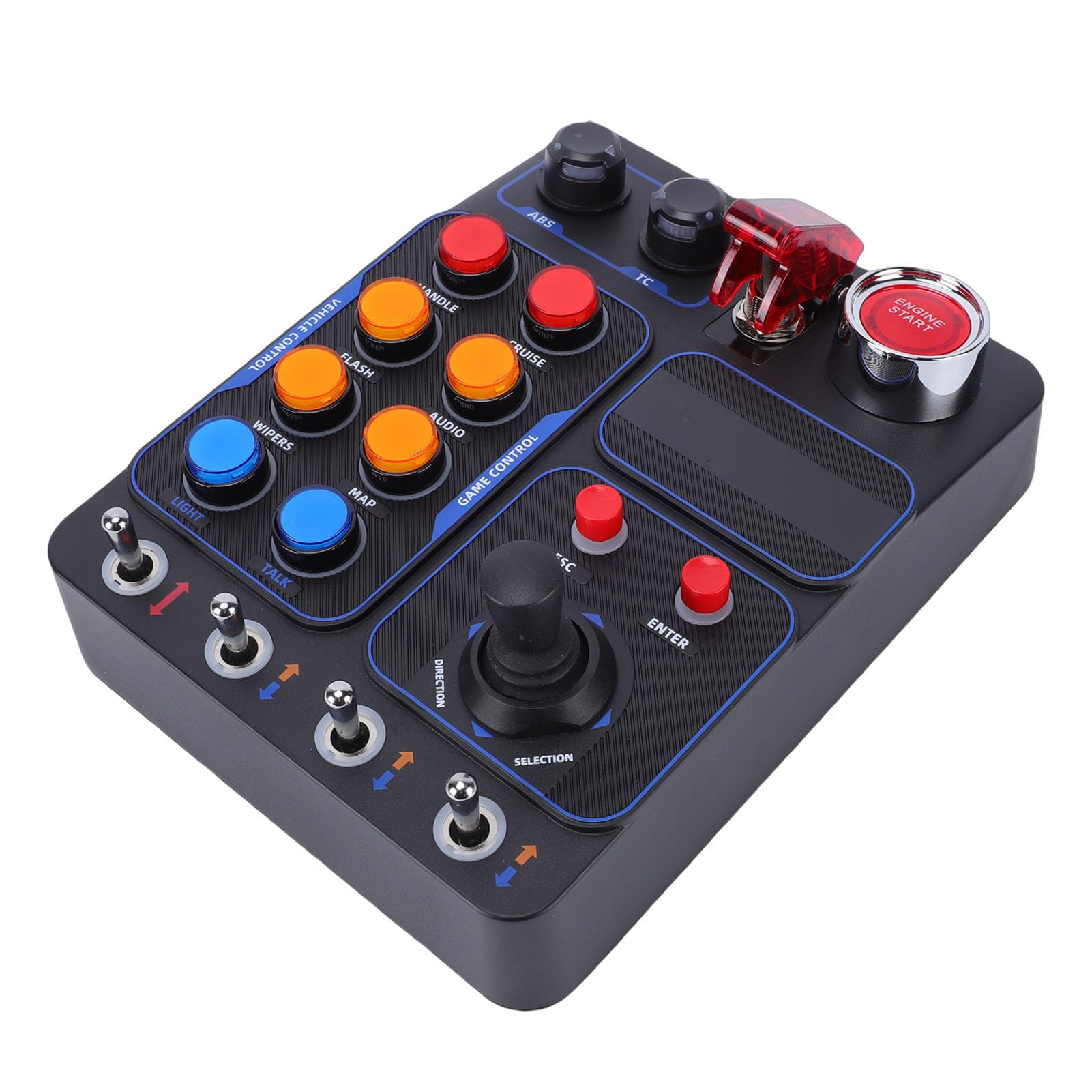 Cuifati Scatola Pulsanti di Gioco – Controllo Sim Drive con 19 Pulsanti (9 tipi), 30 Opzioni Programmabili, Retroilluminazione RGB, Porta USB per PC, per Simulatori di Corse, Camion,