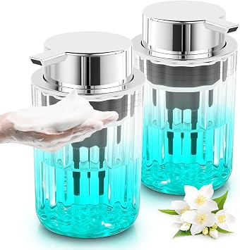 2Pcs Foaming Hand Soap Dispenser Clear Foaming Refillable Hand Soap Pump Delicate Foam Dispenser Pump Bottle Container for Essential Oil Shampoo