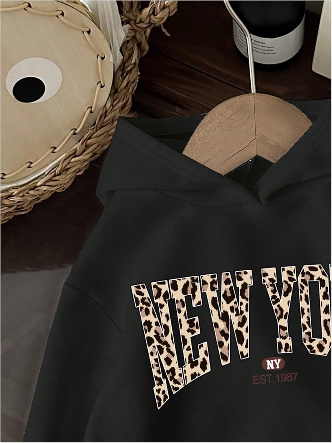 Floerns Girl's Y2k Cheetah Print Hoodie Pullovers Long Sleeve Drop Shoulder Sweatshirt