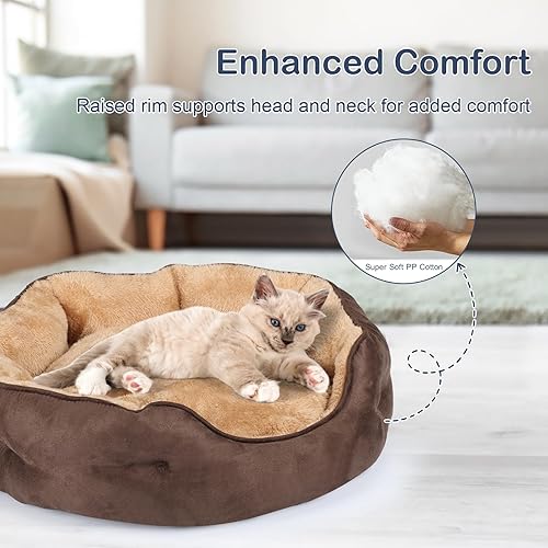 Miniatura 5 de Cama para perros pequeños de 20 x 19 x 6 pulgadas, cama ovalada lavable para interiores con parte inferior antideslizante y cojín extraíble, cama