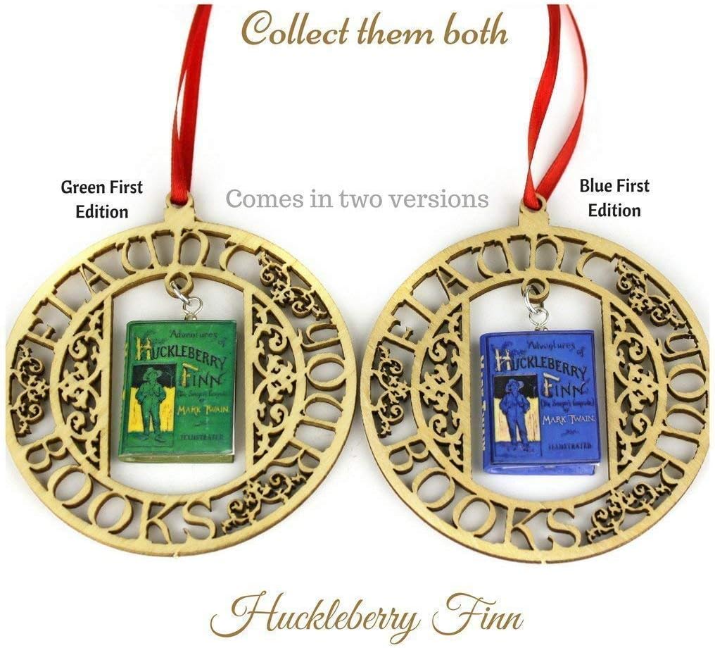 Huckleberry Finn Mark Twain Blue Clay Mini Book Framed Ornament Home Wall Decoration Trim Trinket