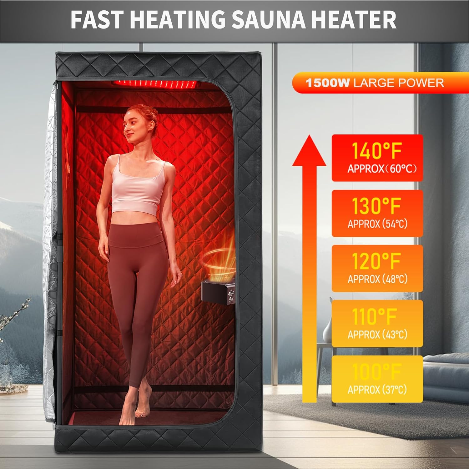 Portable Personal Far Infrared Sauna Box for Home with 660nm Red Light Threapy Panel, Upgraded Infrared Dry Sauna, 140℉, Heating Foot Pad, Upgraded Comfortable Chair