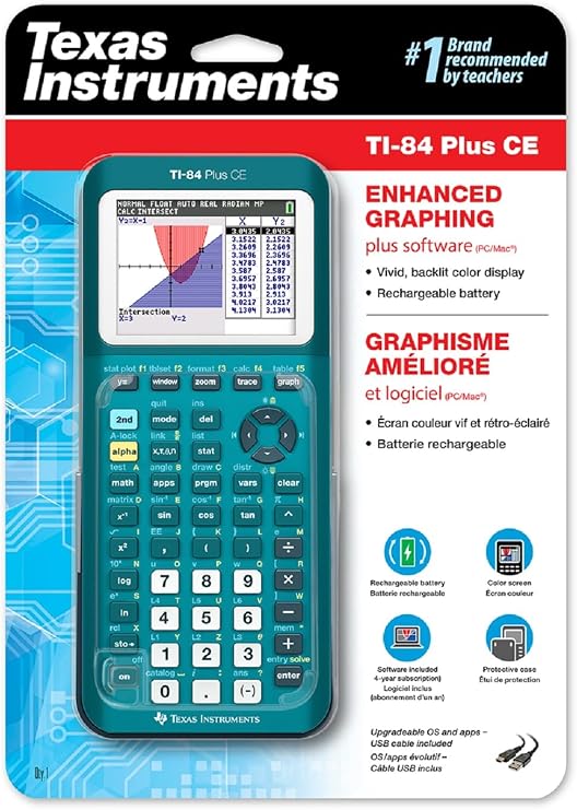 Texas Instruments TI-84 Plus CE Color Graphing Calculator, Teal (Metallic)