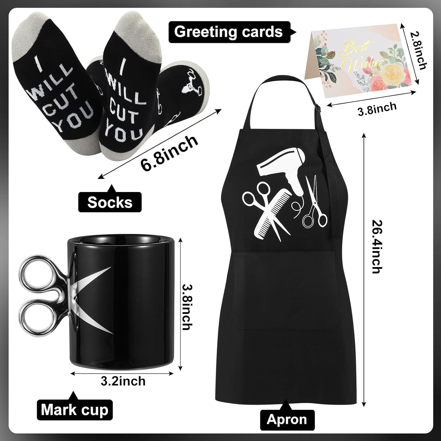 10 Pieces Hairdresser Gifts Set for Women Christmas Gifts Hair Stylist Appreciation Gift Set with Tumbler,Socks,Makeup Bag,Keychain,Candle,Scissor Hair Clips,Apron,Greeting Card (Mug Cup) - Image 2