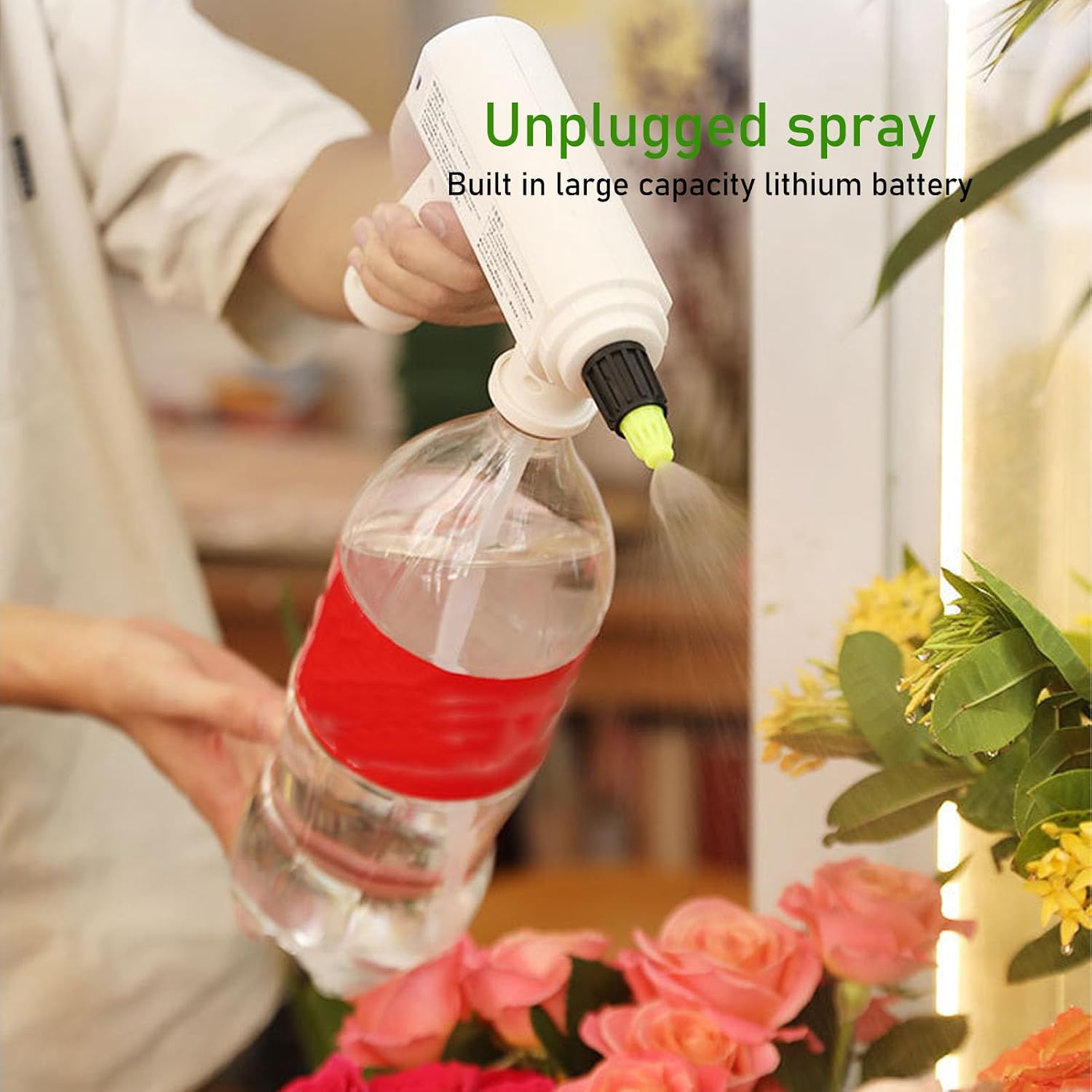 Electric Plant Sprayer Spout Battery Powered USB Rechargeable Handheld Automatic Watering Sprayer with Spray Bar (A) image 2