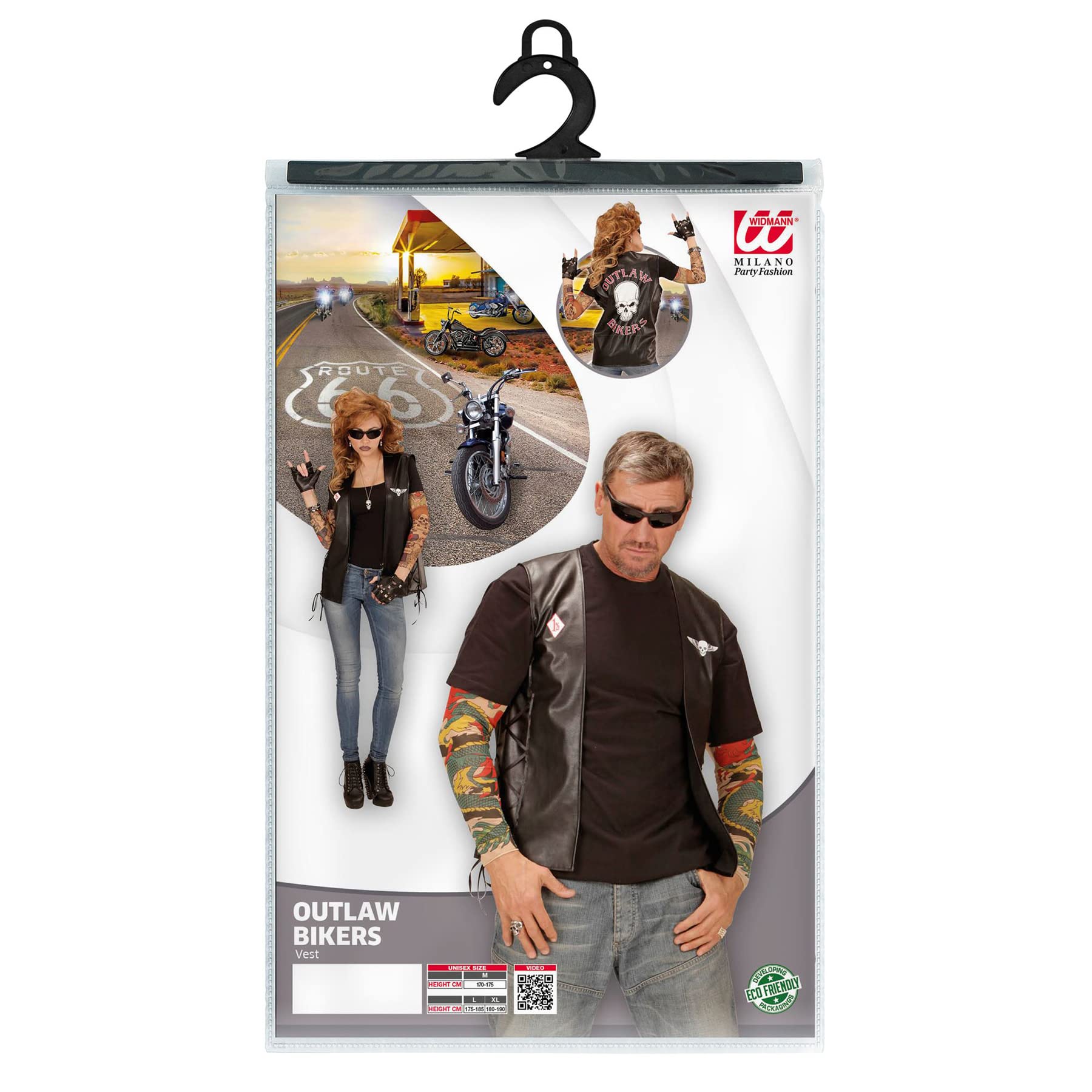 W WIDMANN MILANO Party Fashion - Gilet de motard « Outlaw » | Style cuir, accessoires de déguisement de motard pour le carnaval, Halloween et les soirées à thème