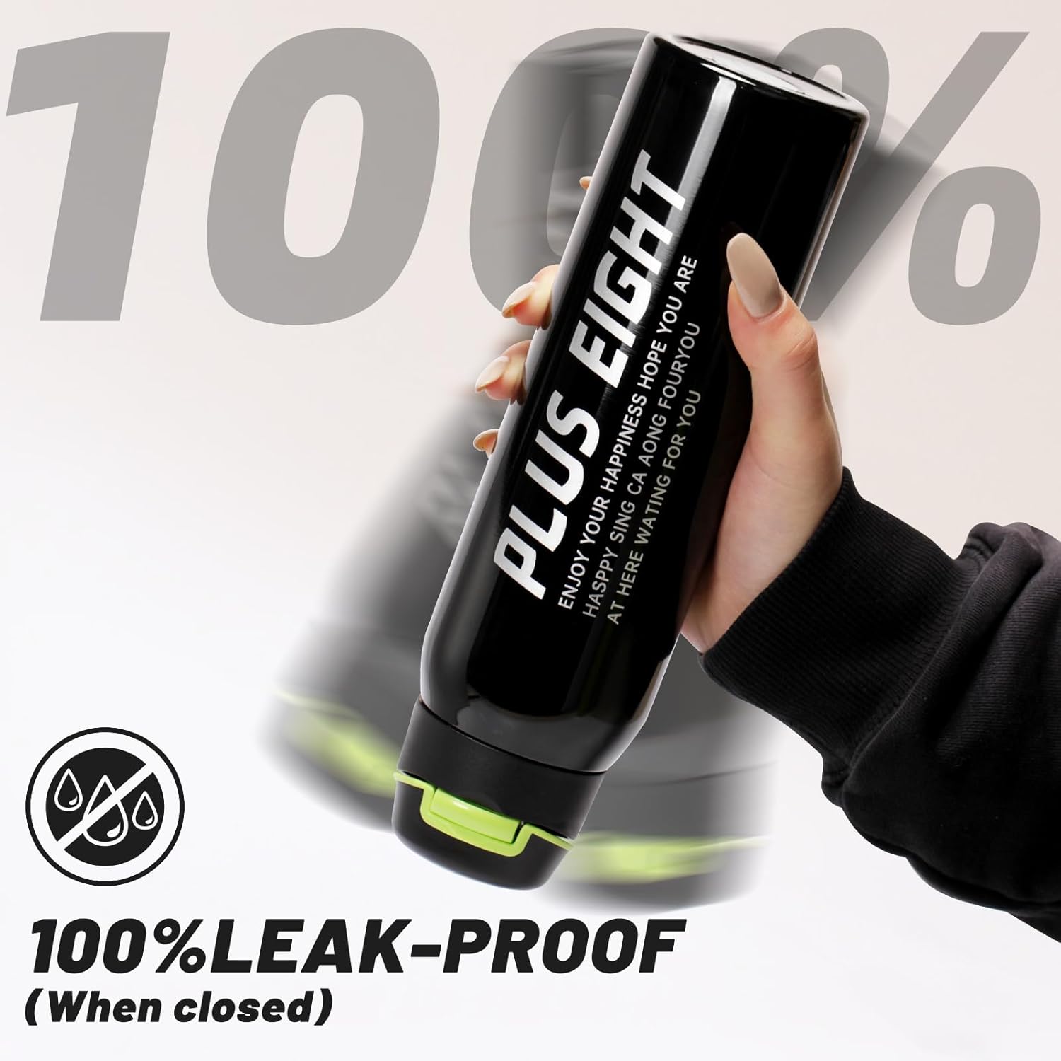 Insulated Water Bottle With Straw, 16 oz Leak Proof 18/8 Stainless Steel Vacuum Tumbler for Sports, Gym or Office, BPA-Free Keep Cold 24H Hot 12H (Black) - Image 4