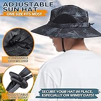 Vista 4 de EINSKEY Unisex Sun Hat, Waterproof Wide Brim Bucket Hat Packable Boonie Hat for Fishing Hiking Gardening Safari Beach