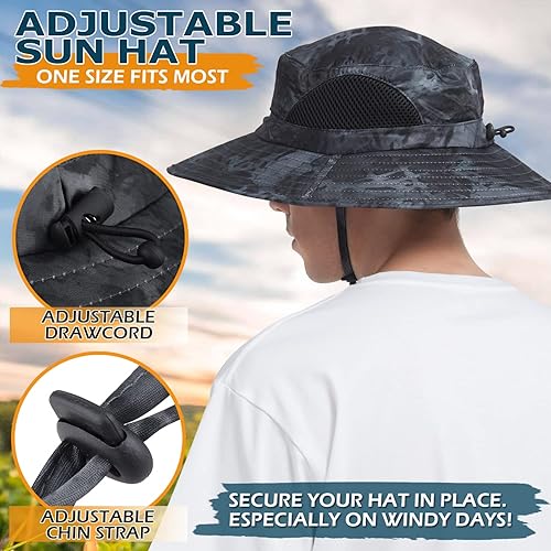 Miniatura 4 de EINSKEY Unisex Sun Hat, Waterproof Wide Brim Bucket Hat Packable Boonie Hat for Fishing Hiking Gardening Safari Beach