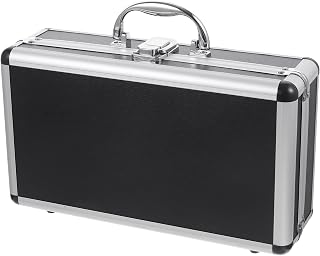 ERINGOGO Aluminum Attache Case - 12inch Lock Metal Briefcase with Ripple Foam, Hard Aluminum Carrying Case for Men, Universal Portable Tool Case for Laptop/Luggage/Instrument Black