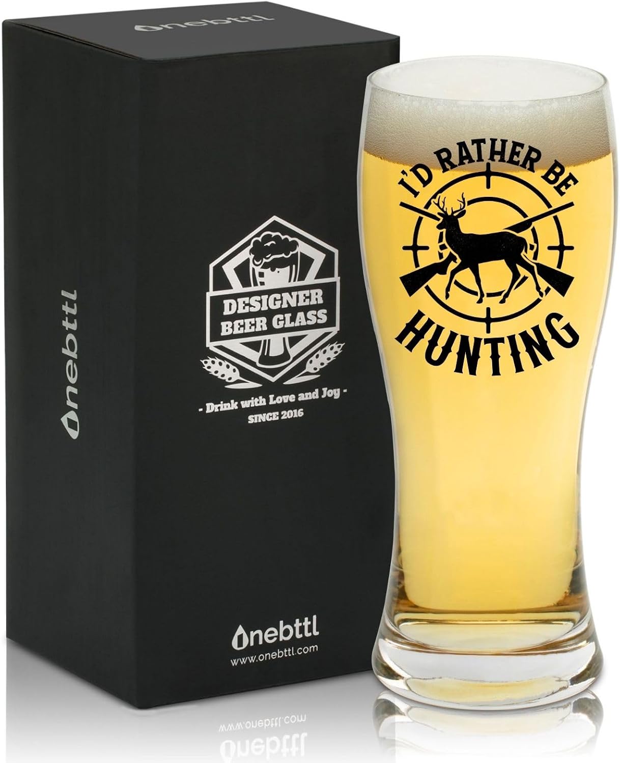 Onebttl Hunting Gifts for Men, Deer Hunter Gifts, 15 oz Funny Beer Glass, Funny Idea for Hunting Lovers - I'd Rather Be Hunting